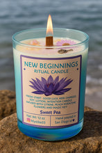 Load image into Gallery viewer, New Beginnings Candle — Reiki-Charged Soy Wax Intention + Massage Candle for Fresh Starts, Good Luck & Manifestation