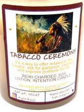 Load image into Gallery viewer, Tobacco Ceremony Candle | Reiki Charged Intention Candle | Soy Lotion Candle with Clear Quartz, Tourmaline &Snake Pendant | Spiritual Growth