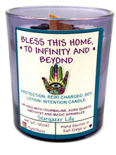 Load image into Gallery viewer, Bless This Home to Infinity and Beyond — Reiki-Charged Soy Wax Intention + Massage Candle for Home Blessing & Protection