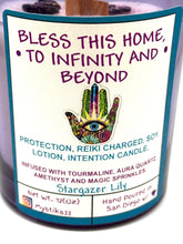 Load image into Gallery viewer, Bless This Home to Infinity and Beyond — Reiki-Charged Soy Wax Intention + Massage Candle for Home Blessing & Protection