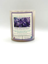 Load image into Gallery viewer, Sending Healing Energy Candle | Reiki Charged Intention Candle |Soy Lotion Candle with Aura Quartz & Cannabis Flower Pendant |Healing Ritual